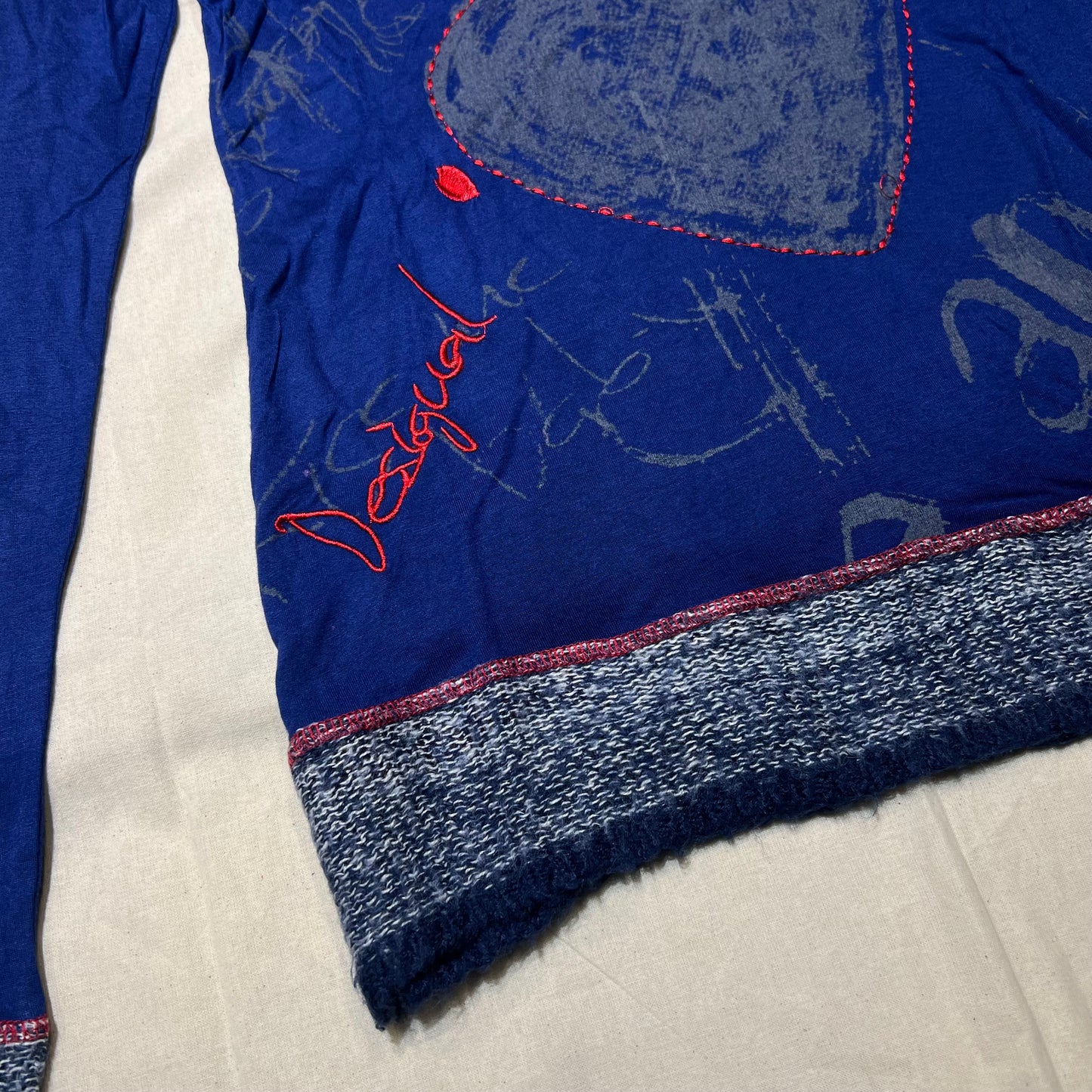 Desigual Knit Trim Graphic Long Sleeves Top