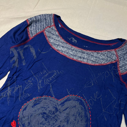 Desigual Knit Trim Graphic Long Sleeves Top