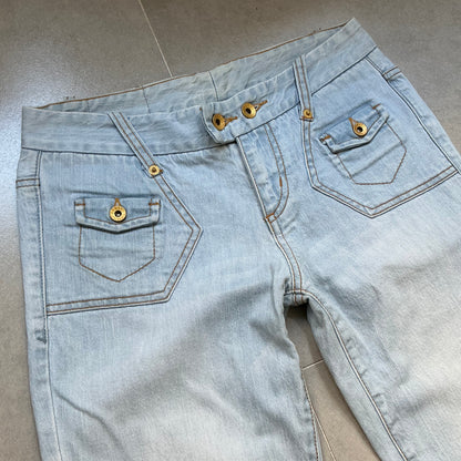 00s Armani Exchange Low Flared Light Wash Jeans Waist