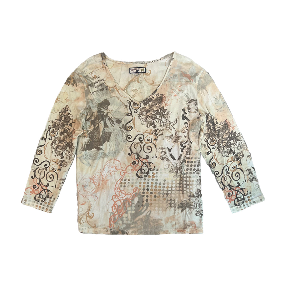 00s V-neck Graphic Print Long-sleeve