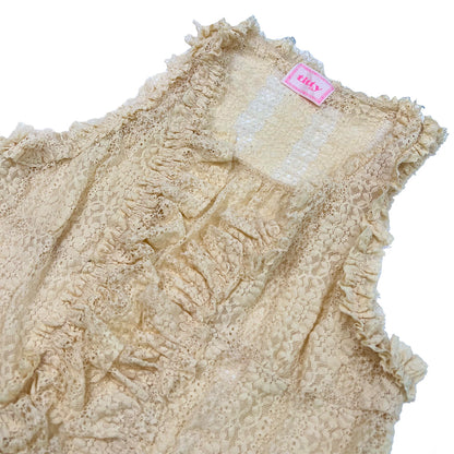 Ruffle Lace Asymmetrical Vest Cardigan