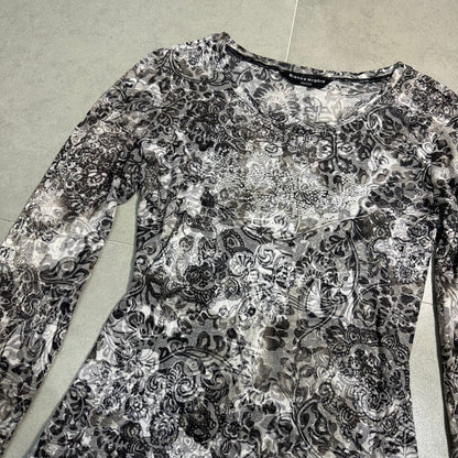Mesh Floral Long Sleeves Top