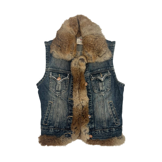 00s Fur Denim Vest