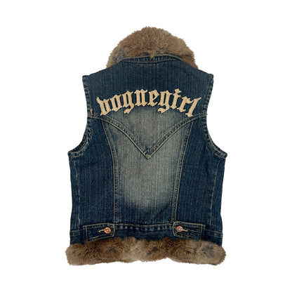 00s Fur Denim Vest