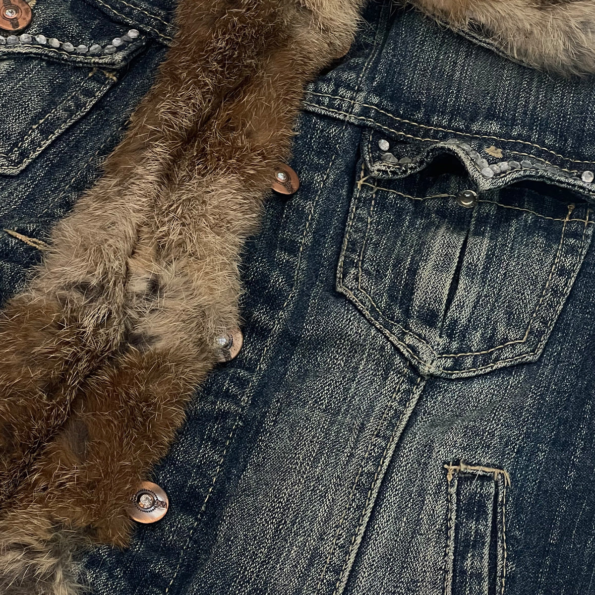 00s Fur Denim Vest