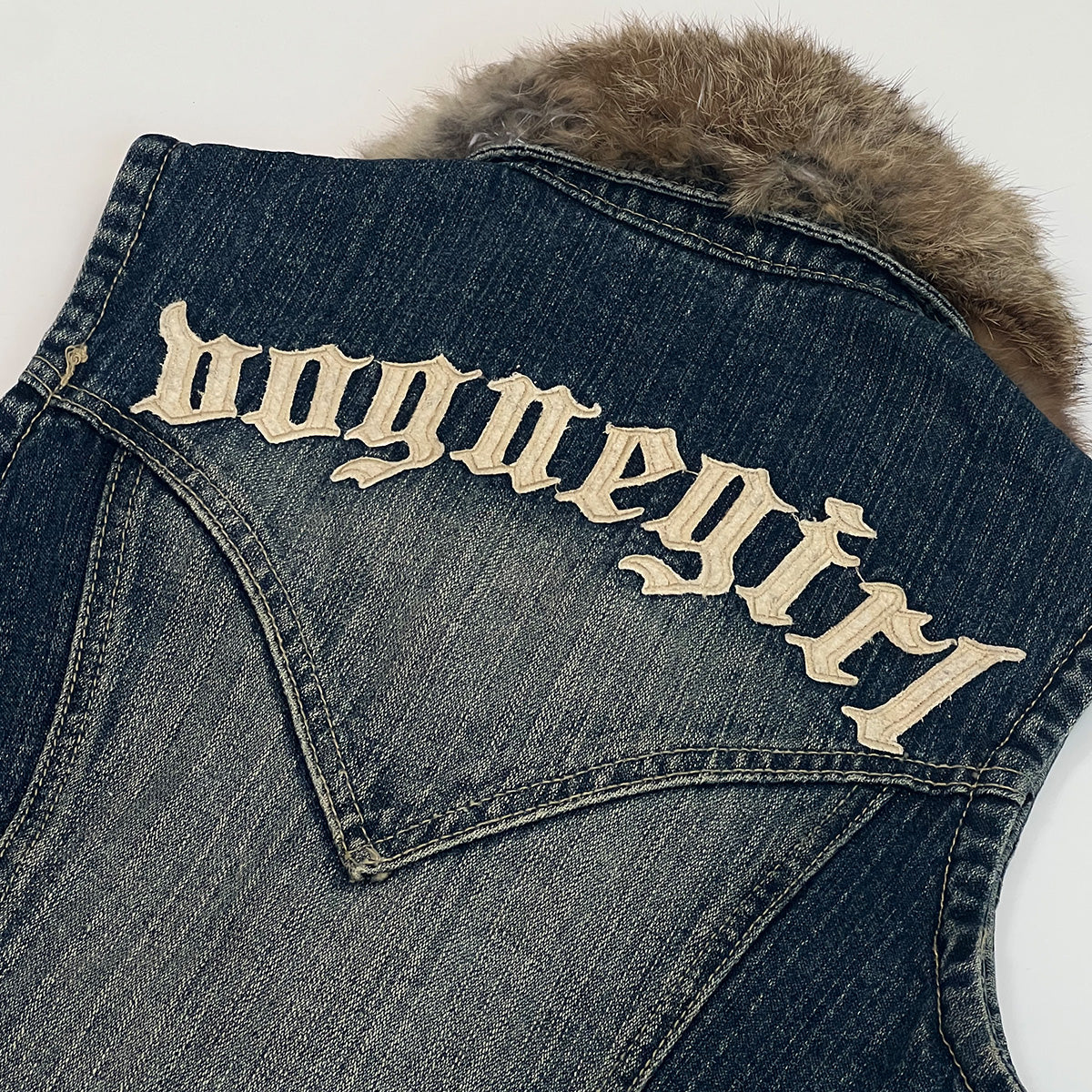 00s Fur Denim Vest