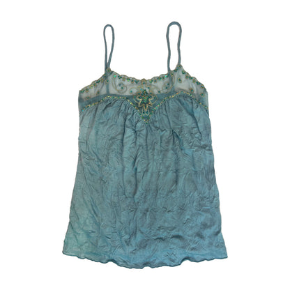 Front Mesh Trim Beaded Camisole