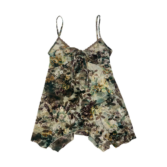 Pattern Ribbon Asymmetrical Camisole