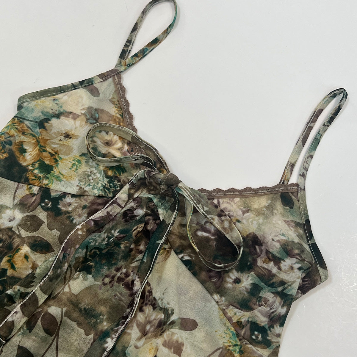 Pattern Ribbon Asymmetrical Camisole