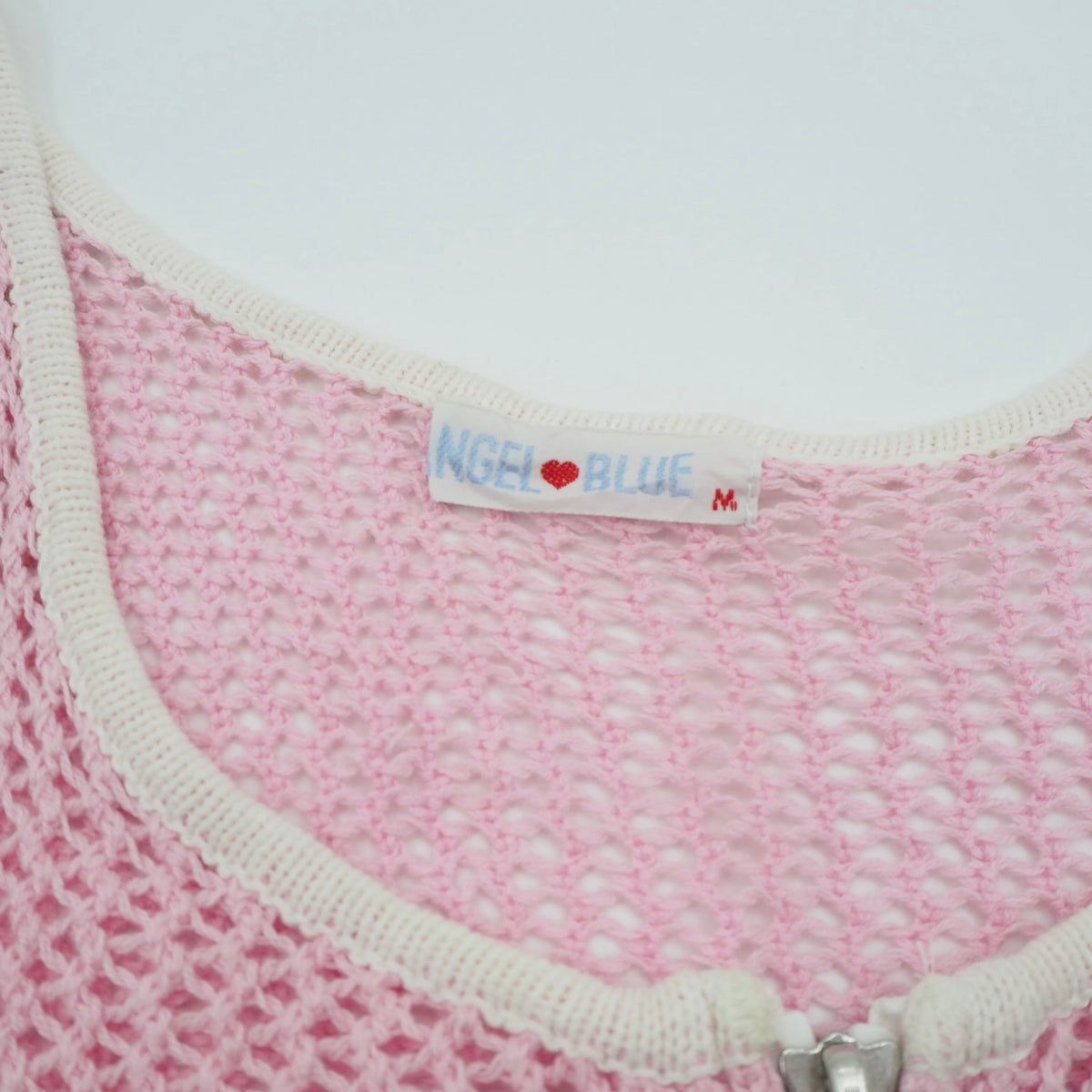 Angel Blue Zip Up Crochet Camisole