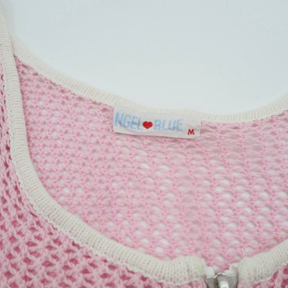 Angel Blue Zip Up Crochet Camisole