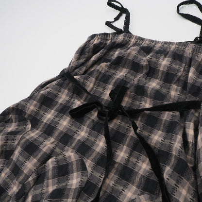 Plaided Asymmetrical Cami Dress