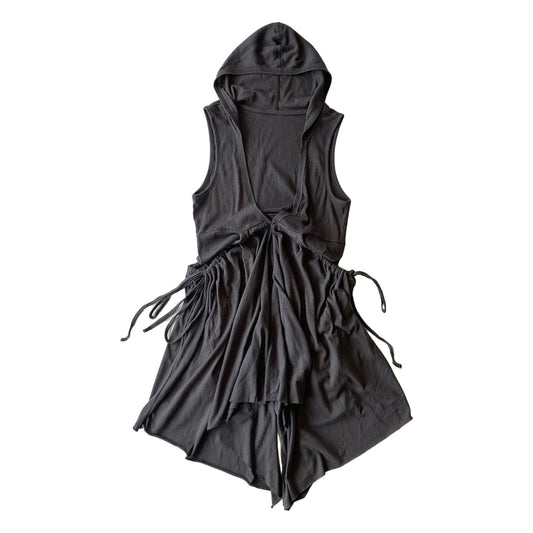 Layered Drawstring Hooded Vest