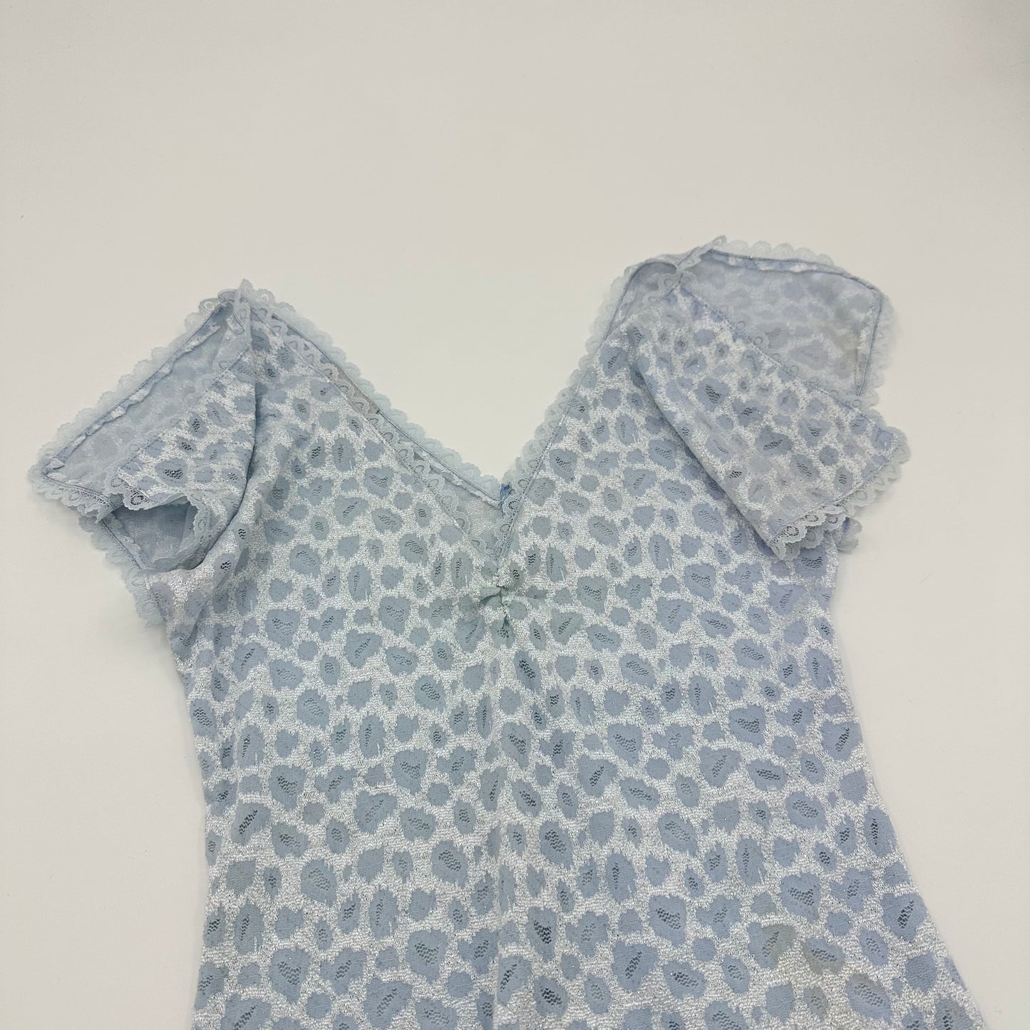 90s Leopard Lace V-neck Top