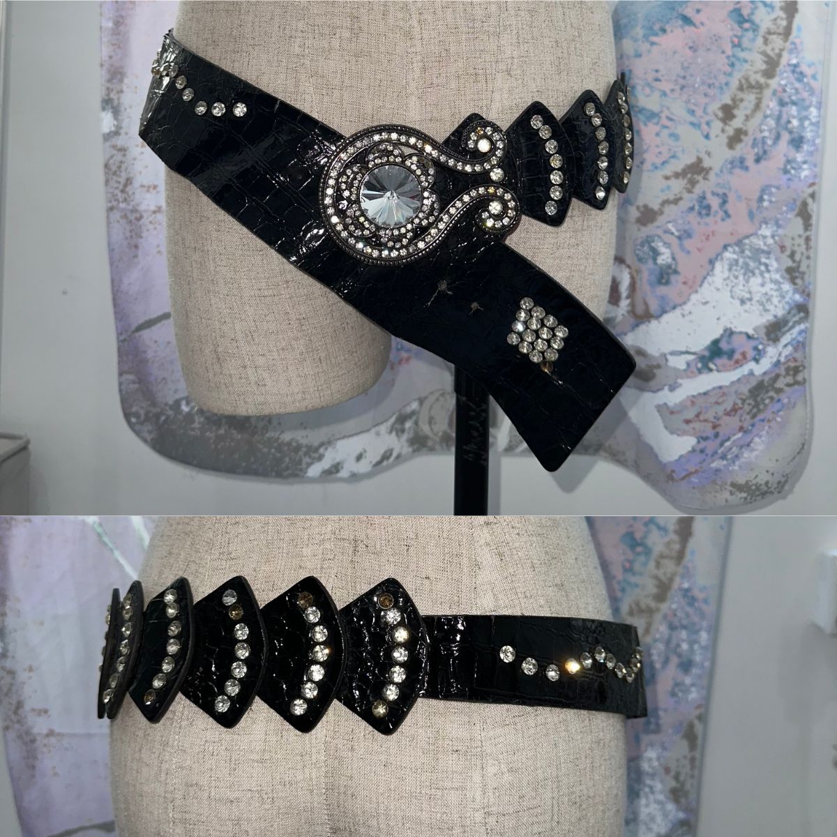 Rhinestone Leather Belt