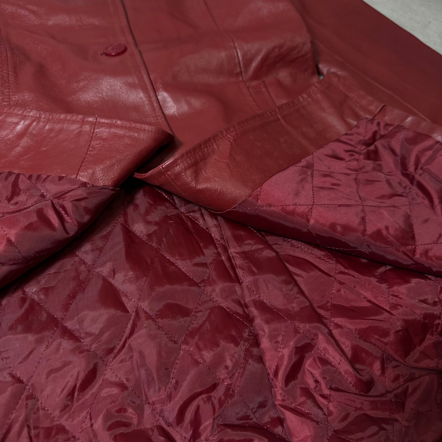 An'ge Collection Vintage Red Leather Trench Coat