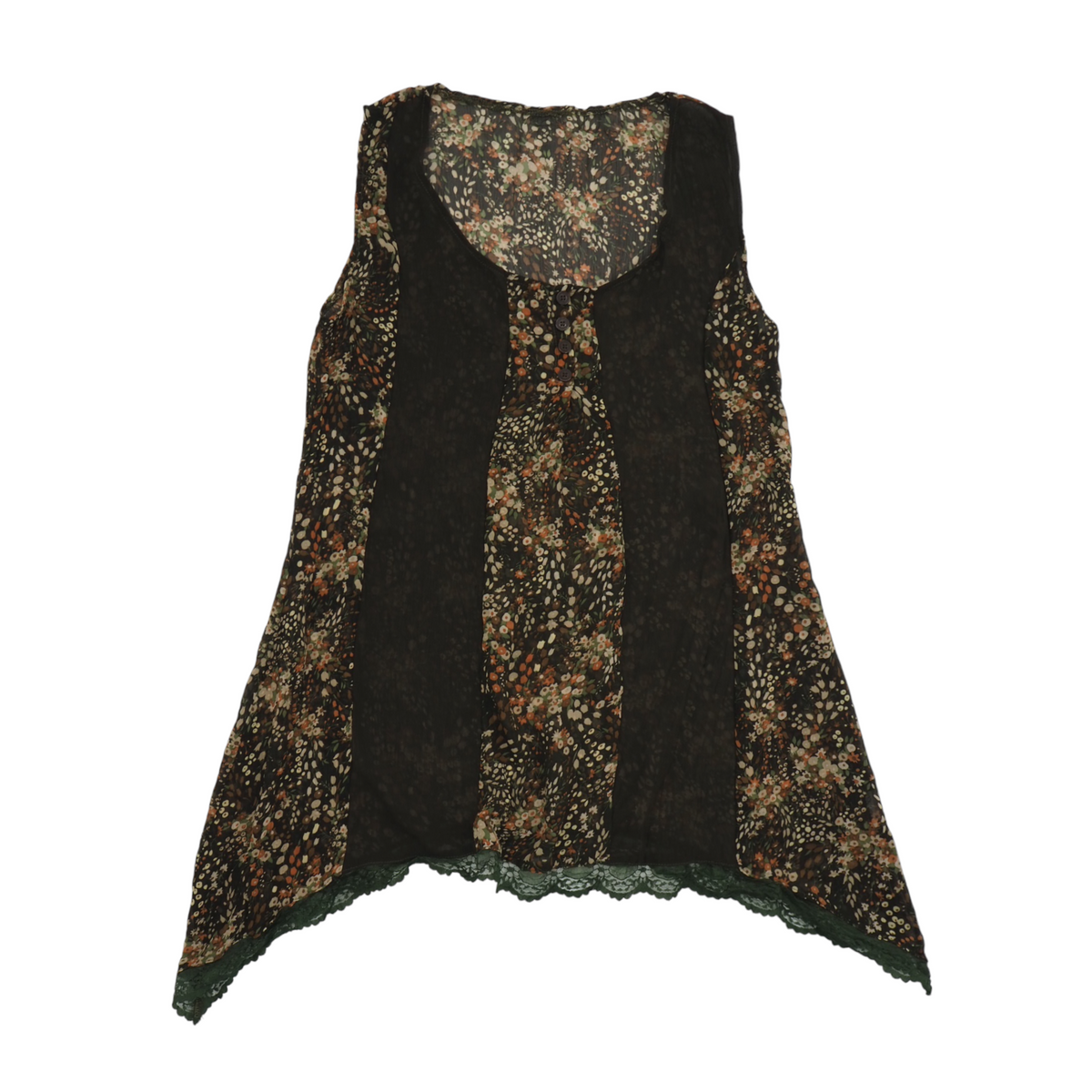 Patched Floral Mesh Tank