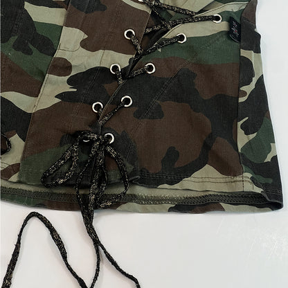 Camouflage Drawstring 2way Top/Skirt