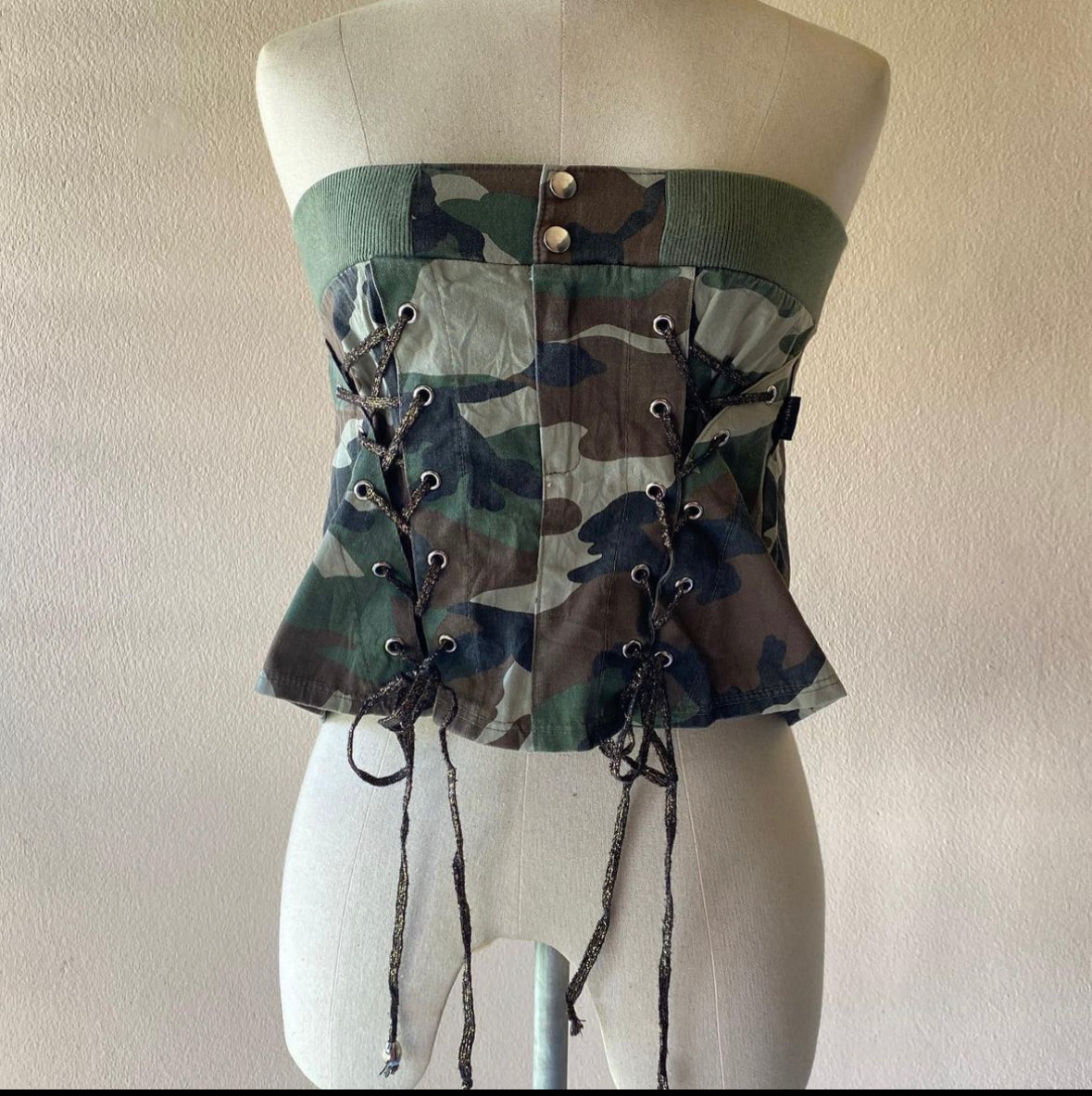 Camouflage Drawstring 2way Top/Skirt