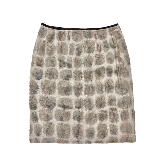 Fur Giraffe Print Skirt