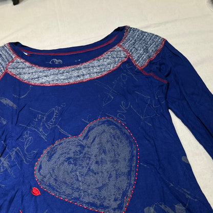 Desigual Knit Trim Graphic Long Sleeves Top
