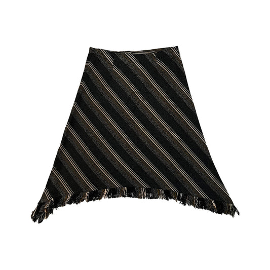 Diagonal Lines Fringe Trim Skirt