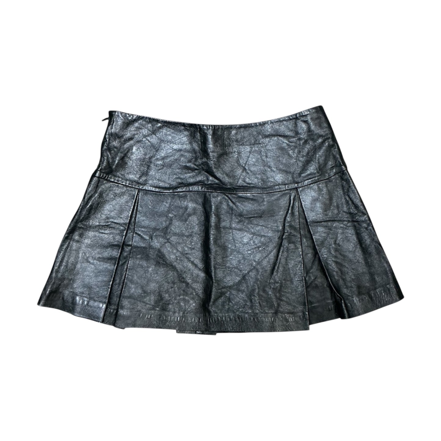 Leather A-line Mini Skirt