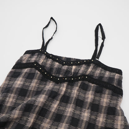 Plaided Asymmetrical Cami Dress