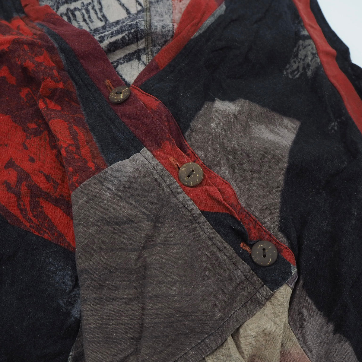 Patched Button Up Asymmetrical Tank