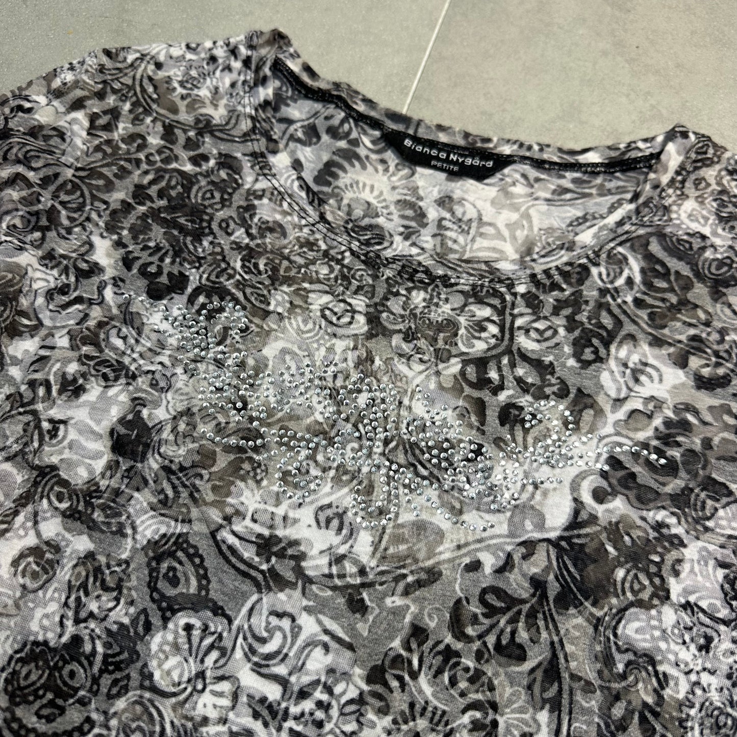 Mesh Floral Long Sleeves Top