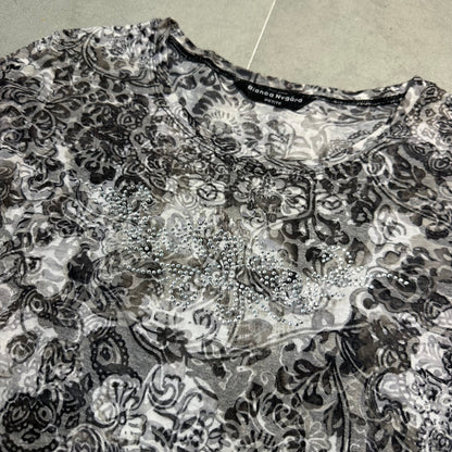 Mesh Floral Long Sleeves Top