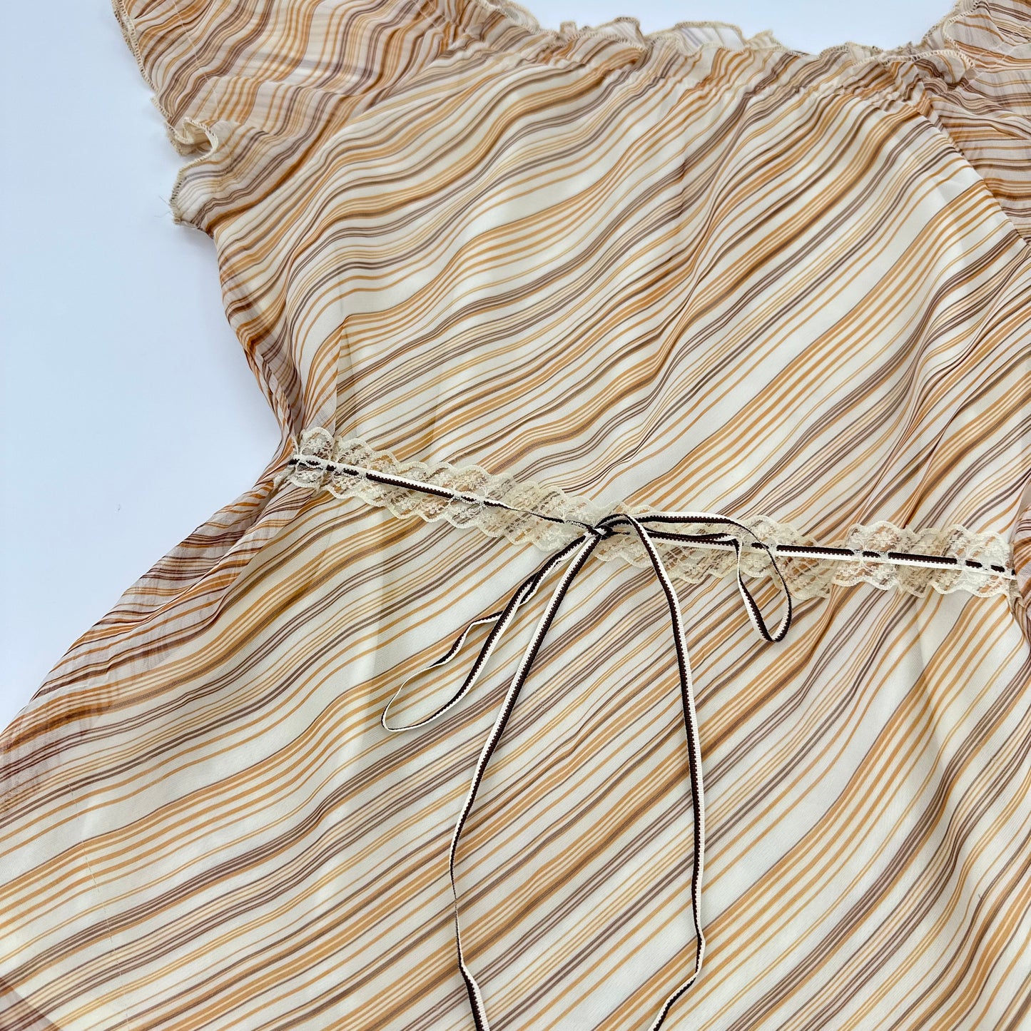Striped Ruffle Waist Tie Top