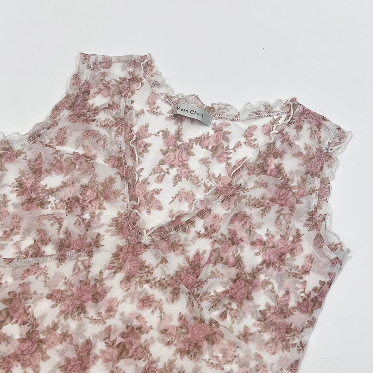 Floral V-neck Mesh Vest