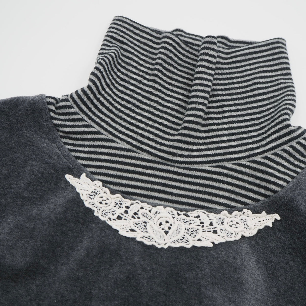 Layered Turtle Neck Velvet Top