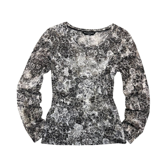 Mesh Floral Long Sleeves Top