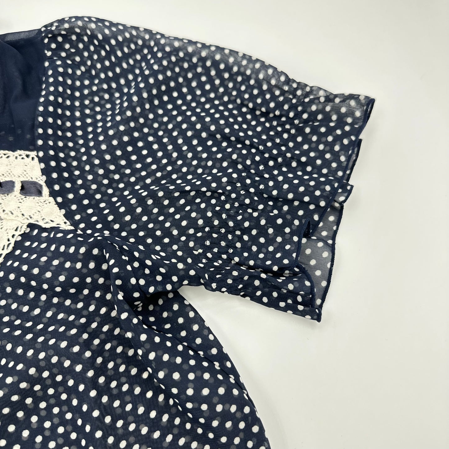 Axes Femme Polka Dot Chiffon Lace Blouse
