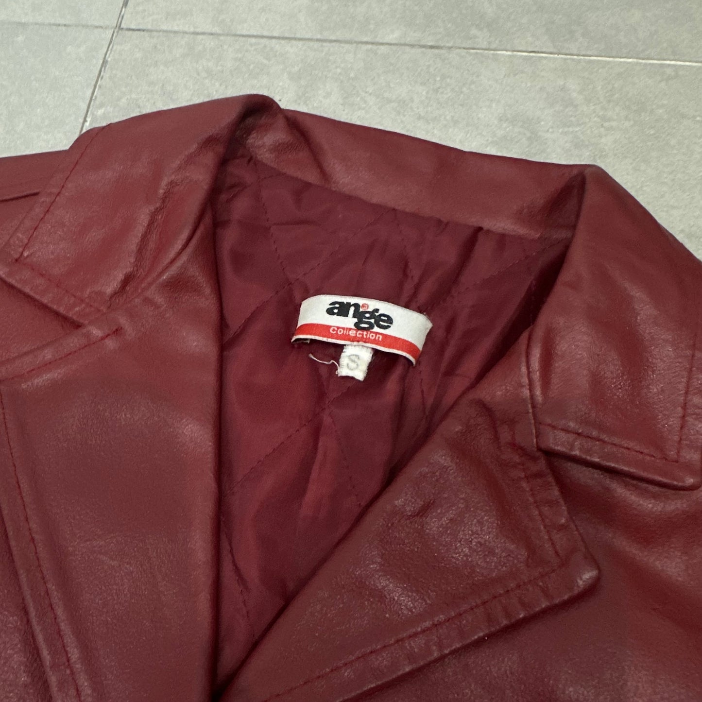 An'ge Collection Vintage Red Leather Trench Coat