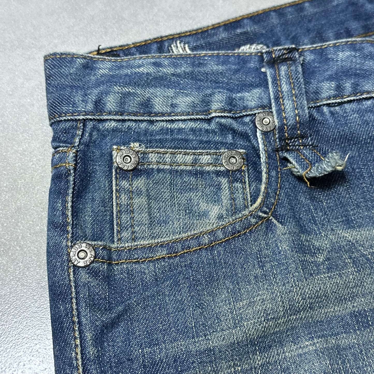 00s Replay Floral Bird Embroidery Straight Jeans (Hong Kong Made)