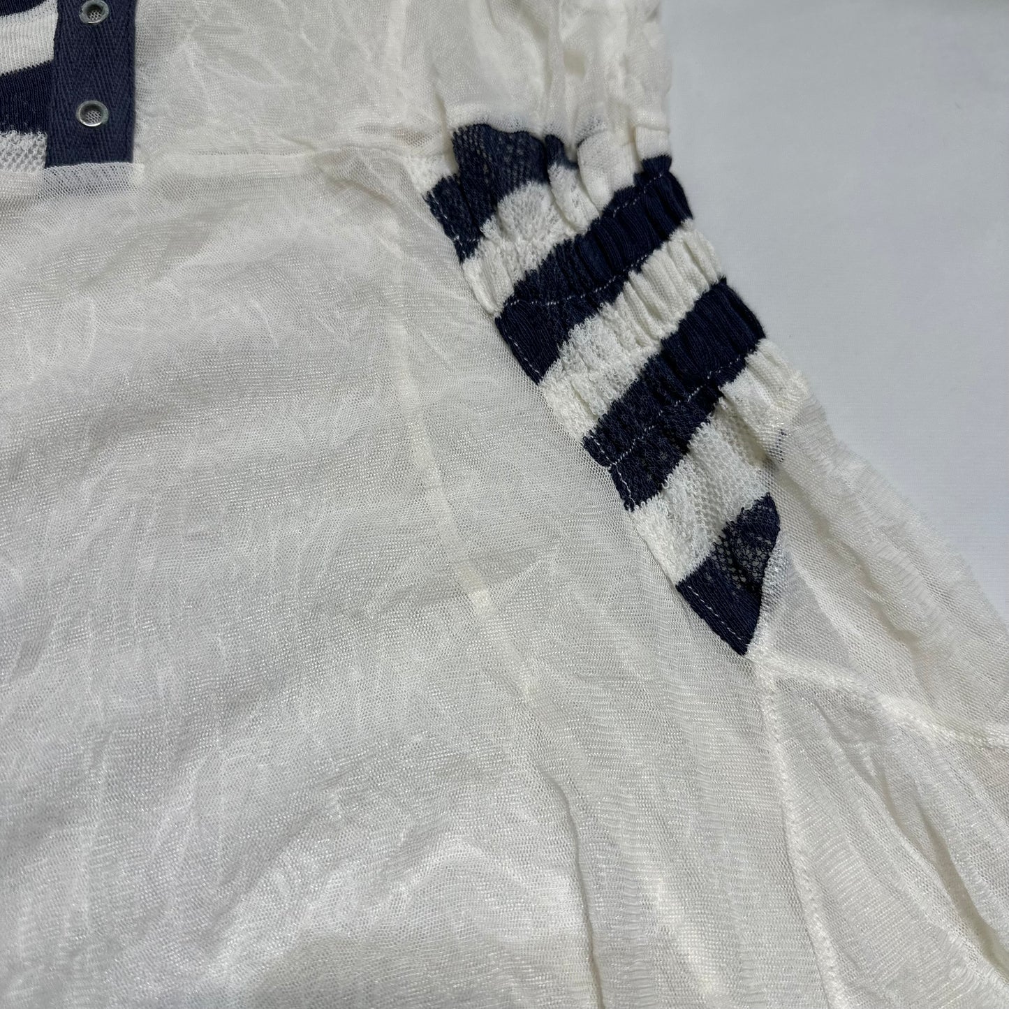 Striped Panel Eyelet Detail Asymmetrical Hem Dress