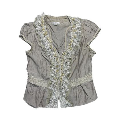 Pearl Lace Trim Cardigan