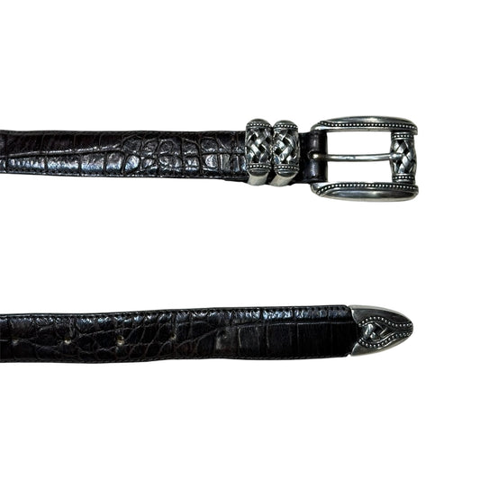 90s Crocodile Emboss Leather Belt