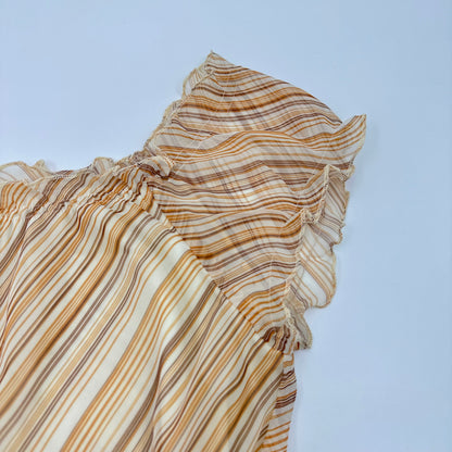 Striped Ruffle Waist Tie Top