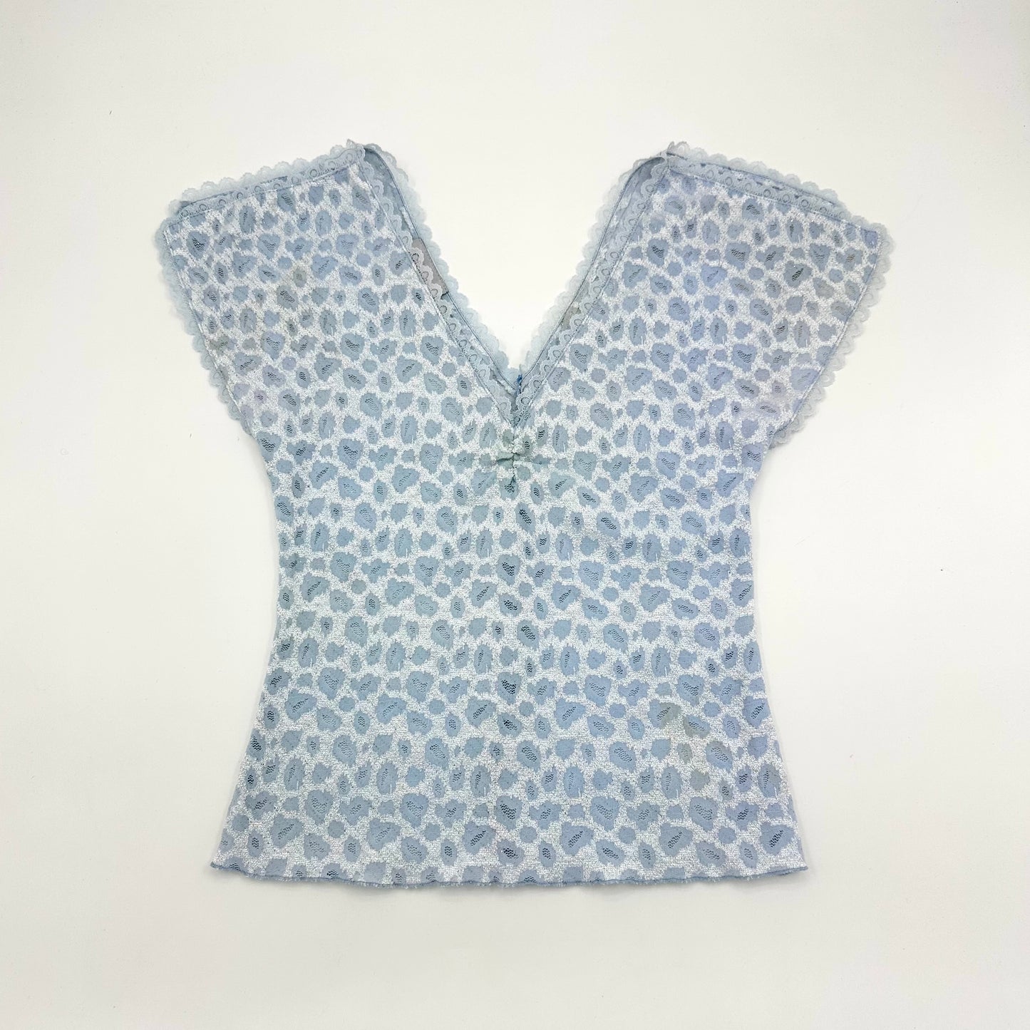 90s Leopard Lace V-neck Top