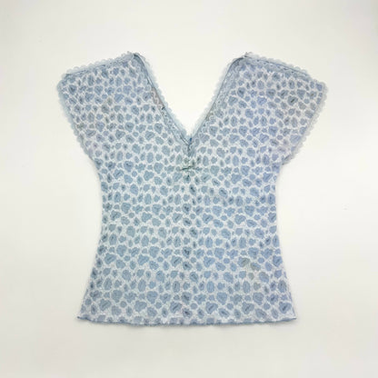 90s Leopard Lace V-neck Top