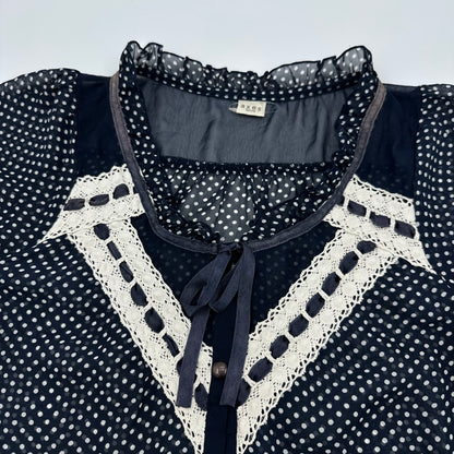 Axes Femme Polka Dot Chiffon Lace Blouse