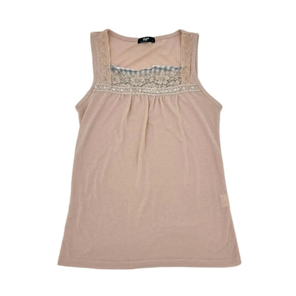 Plaided Lace Trim Tank Top