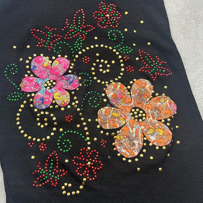 Lace Trim Beaded Graphic Tank