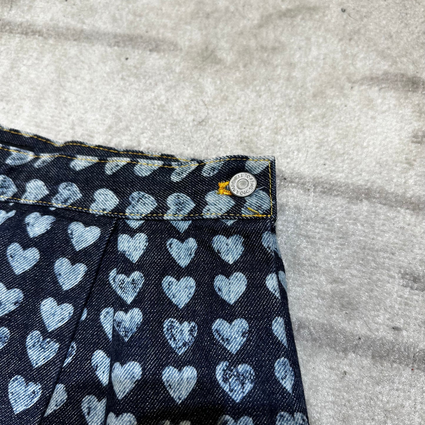 1995 Ozone Community Heart AOP Denim Skirt