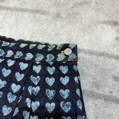 1995 Ozone Community Heart AOP Denim Skirt