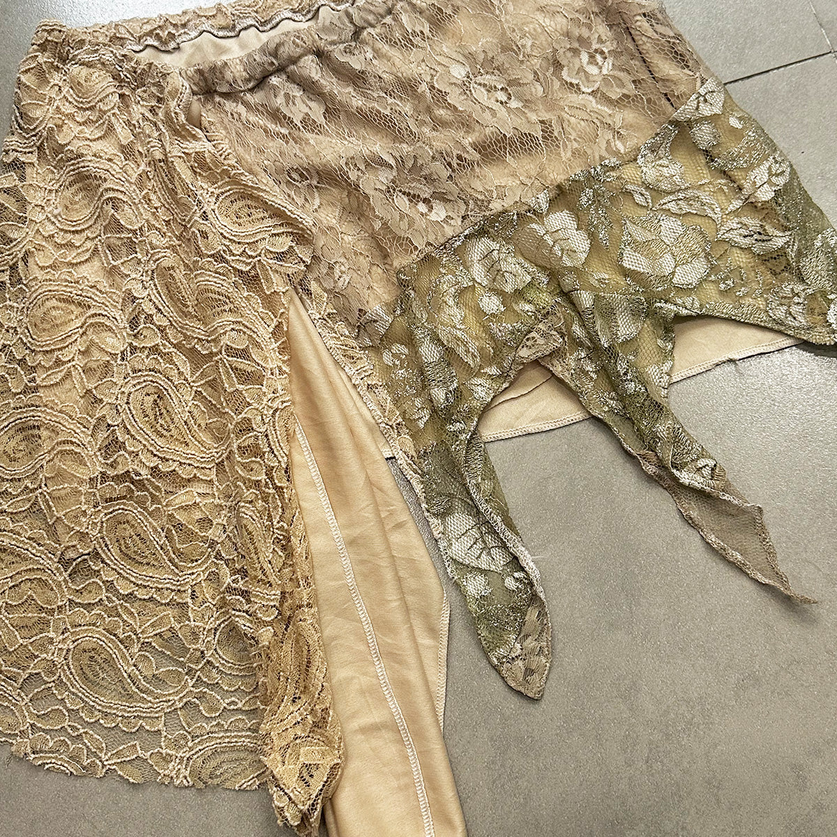 Remade Patched Lace Layered Skirt